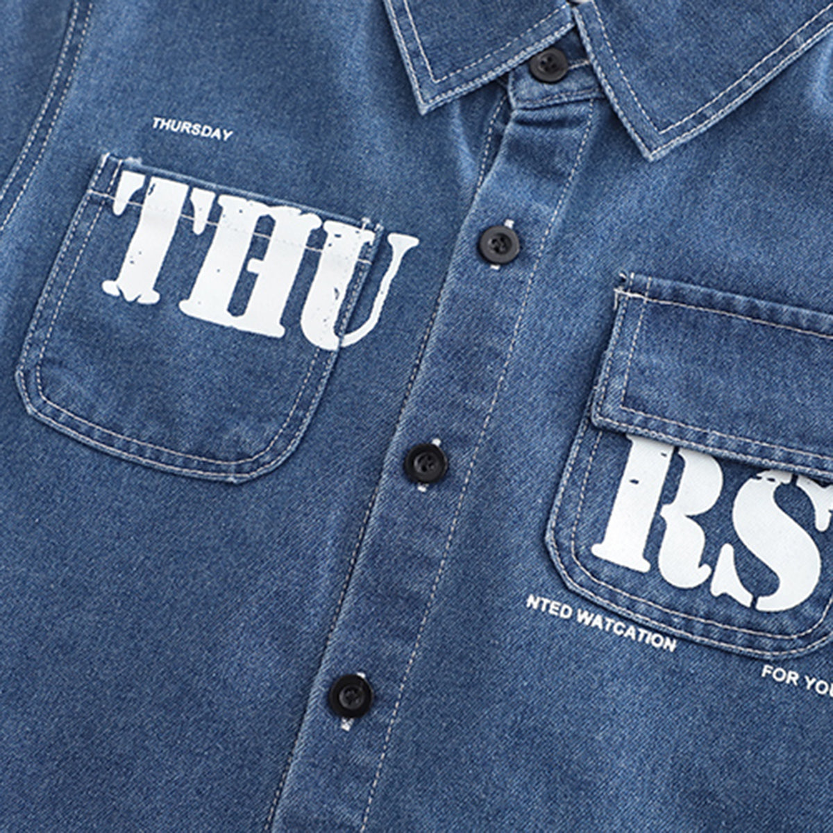Boys Blue Denim Short Sleeves Shirt With T-Shirt And Cargo Pants Set 3 pc. Sets