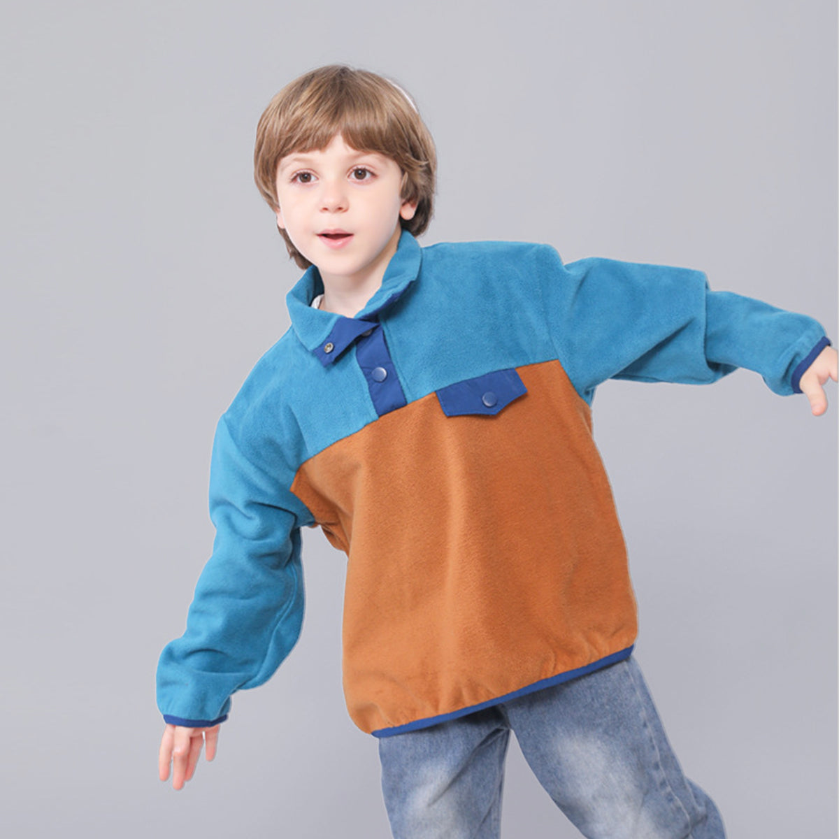 Boys Blue Solid Solid Pullover Sweatshirt Sweatshirts & Hoodies