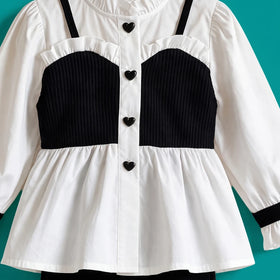 Girls Black Puff Sleeve Top With Pants Sets 2 pc. Sets