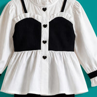 Girls Black Puff Sleeve Top With Pants Sets 2 pc. Sets