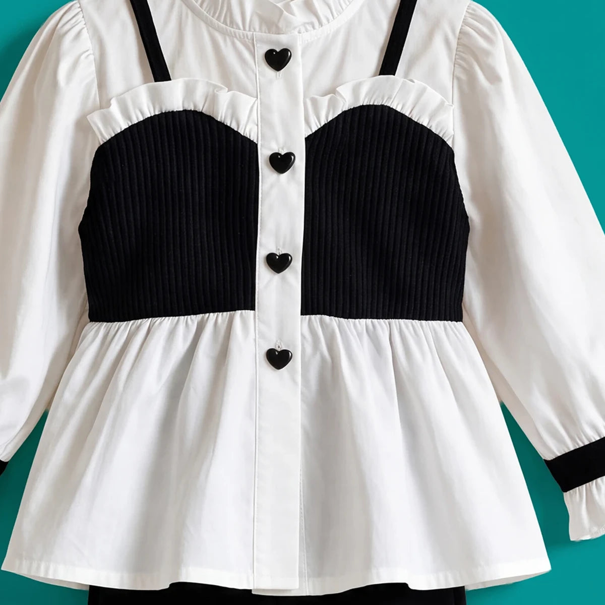 Girls Black Puff Sleeve Top With Pants Sets 2 pc. Sets