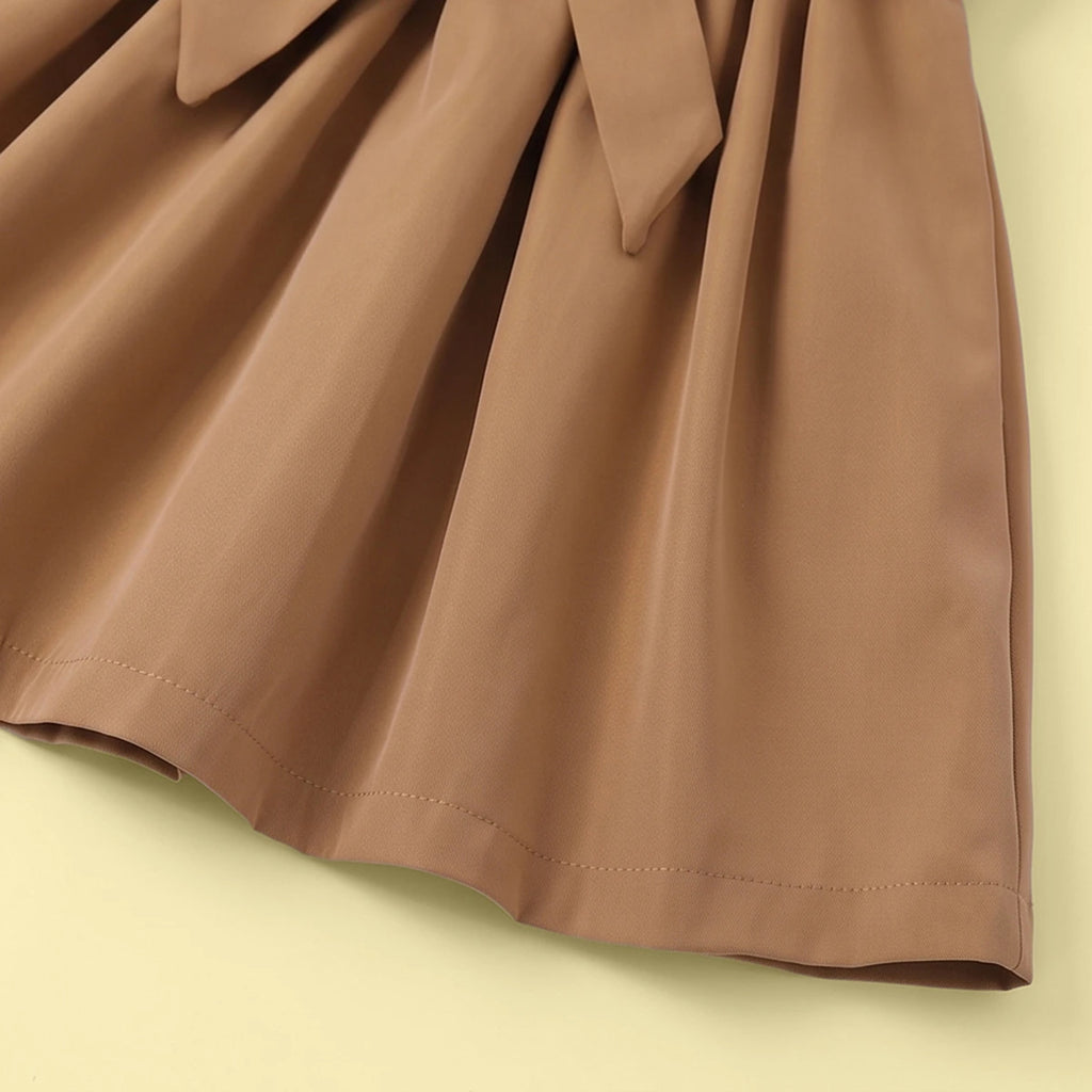 Girls Khaki Long Sleeves Shirt Dress Casual Dresses