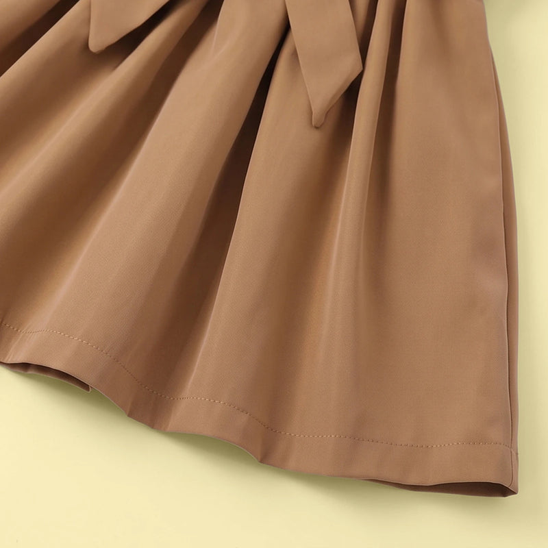 Girls Khaki Long Sleeves Shirt Dress Casual Dresses