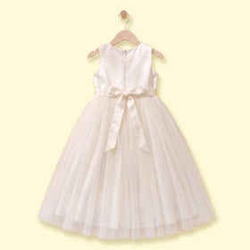 Girls Off White Embellished Sequined Fit & Flare Party Dress Party Dresses