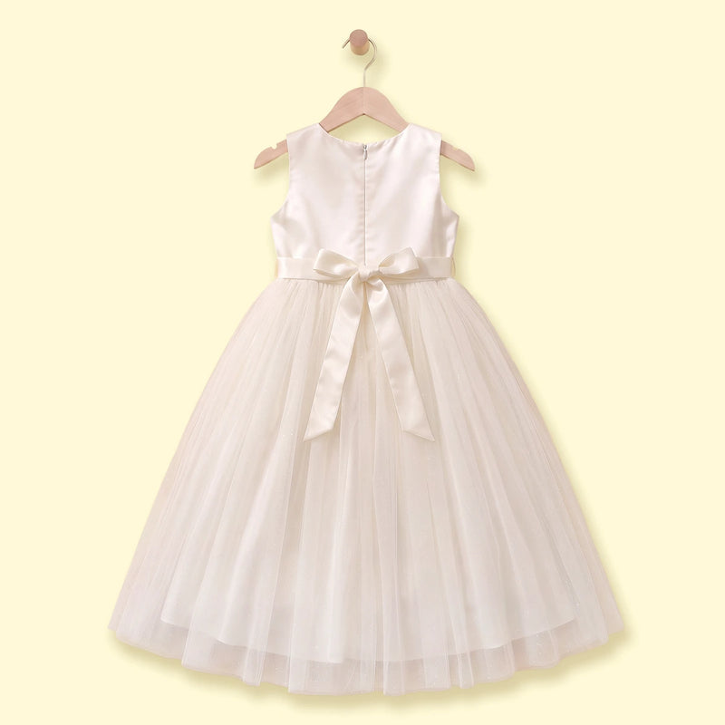 Girls Off White Embellished Sequined Fit & Flare Party Dress Party Dresses