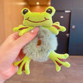Girls Green Plush Frog Hair Tie Trending Accessories Green Onesize