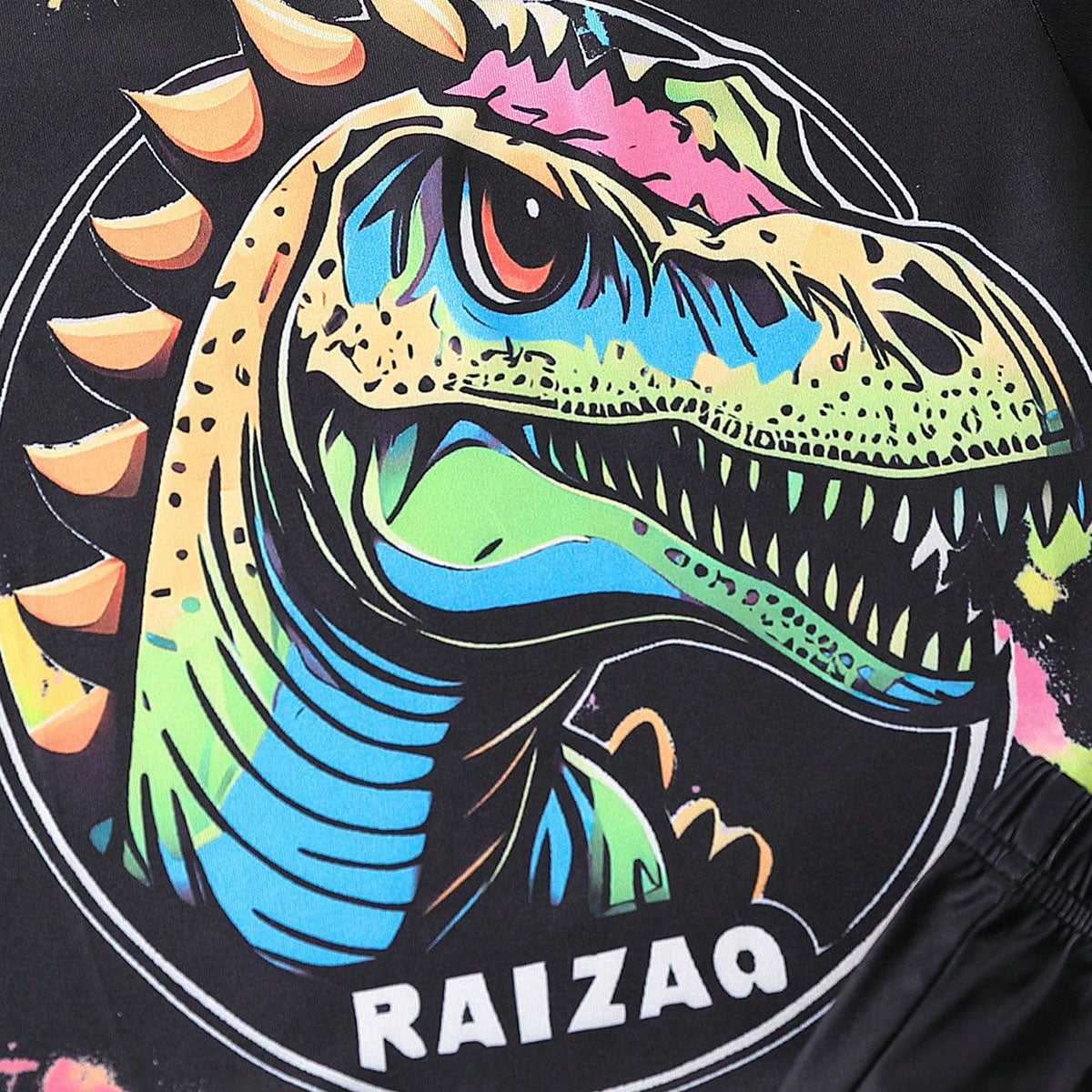 Boys Black Dinosaur Printed Glow in the Dark T-Shirt With Shorts Co-ord Set 2 pc. Sets