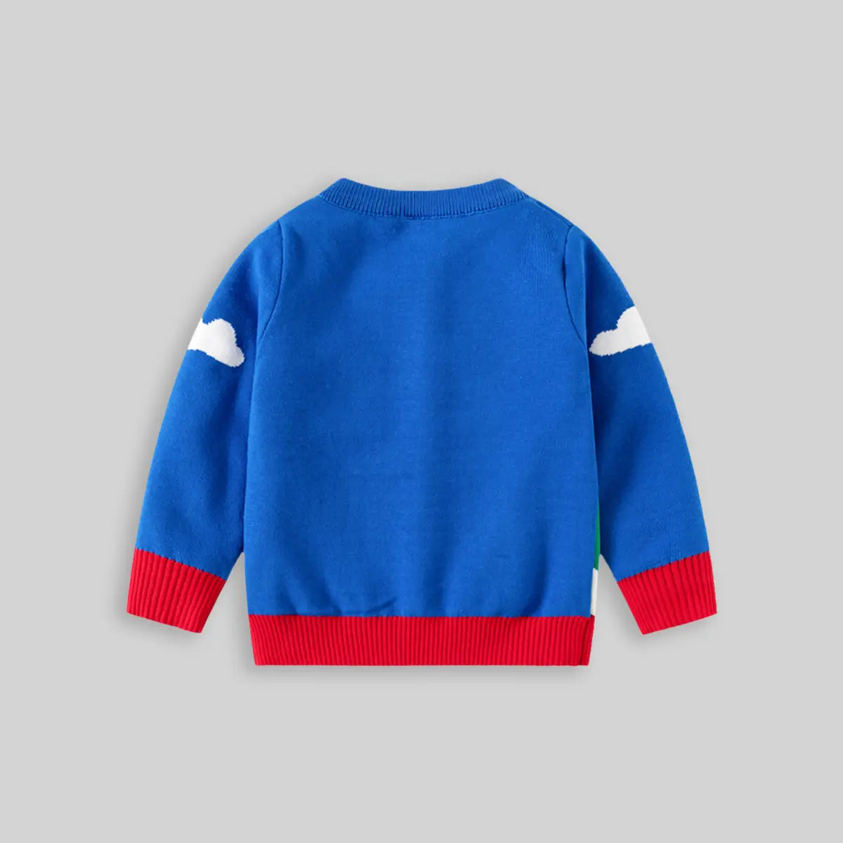 Boys Blue Sweater With Self-Design Santa Pattern Sweaters & Cardigans