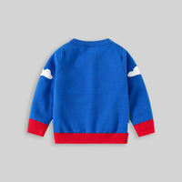 Boys Blue Sweater With Self-Design Santa Pattern Sweaters & Cardigans