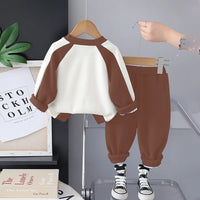Boys Brown Bunny Applique Sweatshirt With Jogger Sets Sets