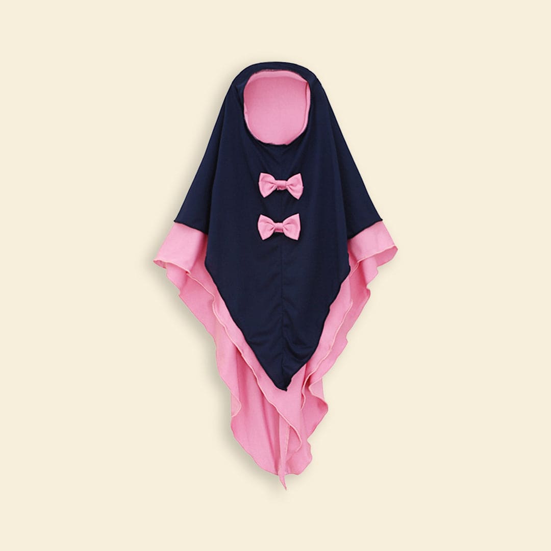 Girls Long Sleeve Contrast Bottom Dress With Head Scarf Casual Dresses   