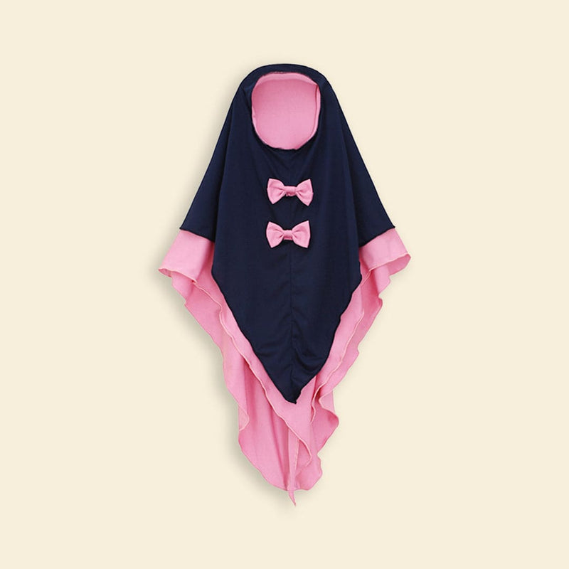 Girls Long Sleeve Contrast Bottom Dress With Head Scarf Casual Dresses   