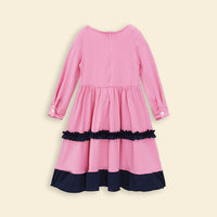 Girls Long Sleeve Contrast Bottom Dress With Head Scarf Casual Dresses   
