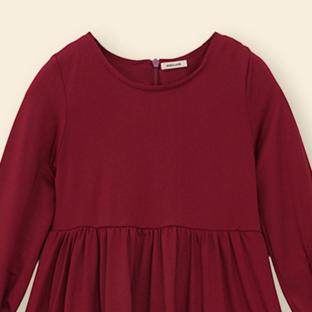 Girls Long Sleeve Contrast Bottom Dress With Head Scarf Casual Dresses   