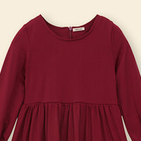 Girls Long Sleeve Contrast Bottom Dress With Head Scarf Casual Dresses   
