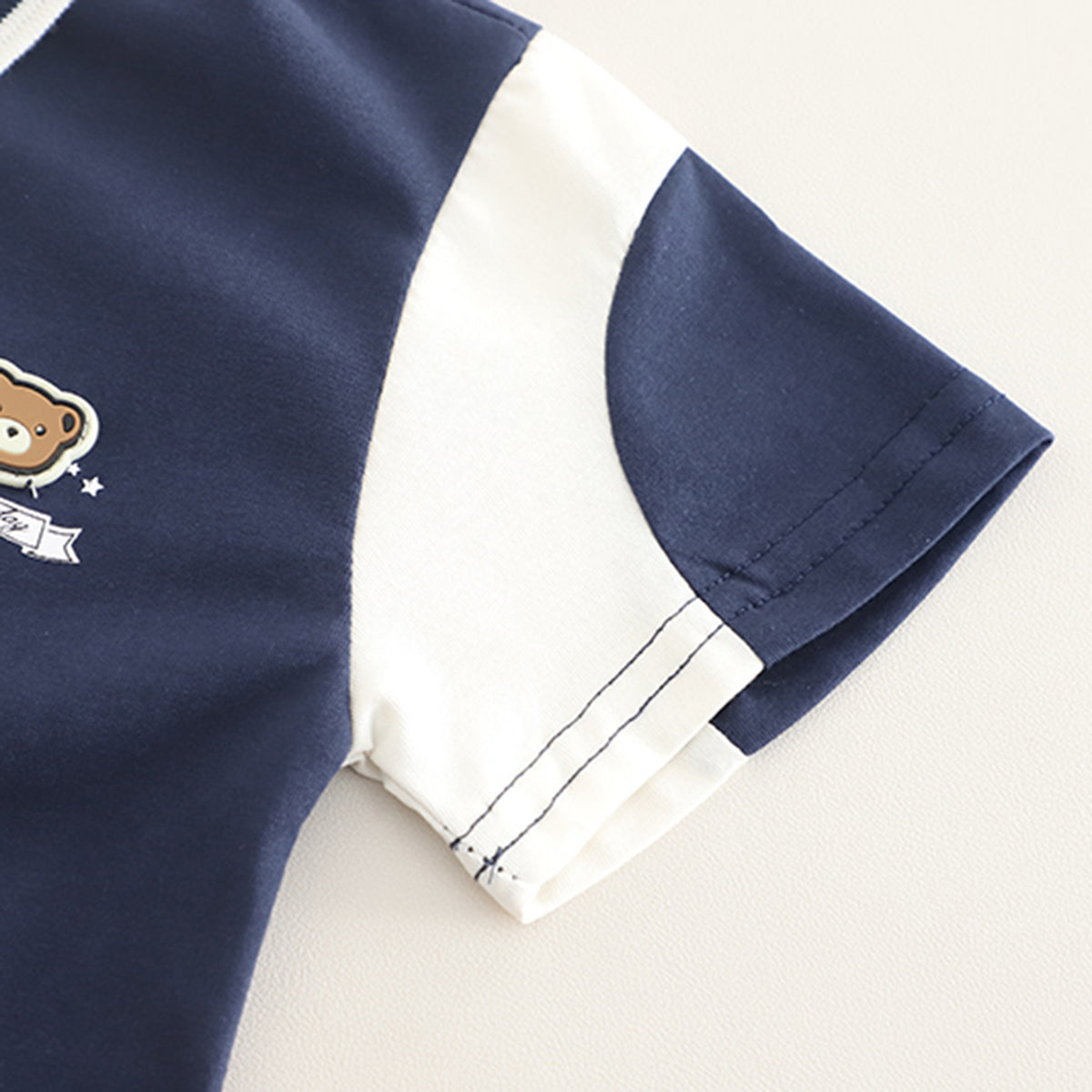 Boys Navy Blue Color-blocked Short Sleeves Polo T-Shirt With Shorts Set 2 pc. Sets