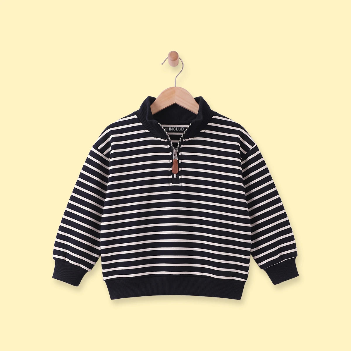 Boys Black Striped Half Zip Long Sleeve Sweatshirt Sweatshirts & Hoodies Black 1-2 Y