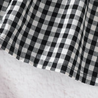 Girls Black Checked Long Sleeves Fit & Flare Dress With Bow Details Casual Dresses