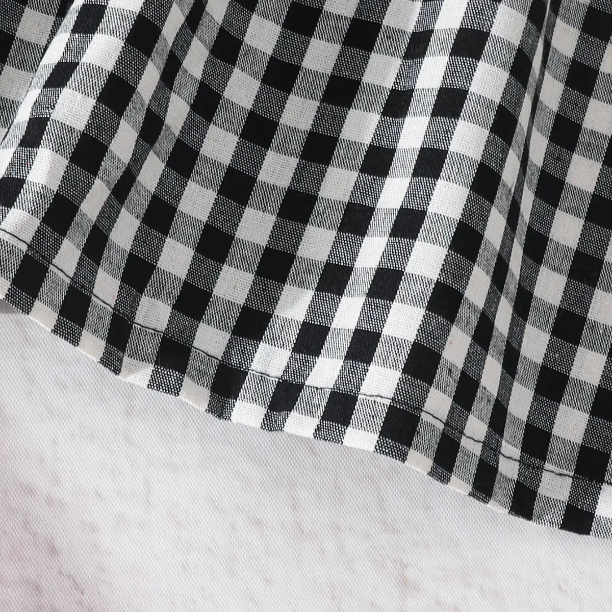 Girls Black Checked Long Sleeves Fit & Flare Dress With Bow Details Casual Dresses