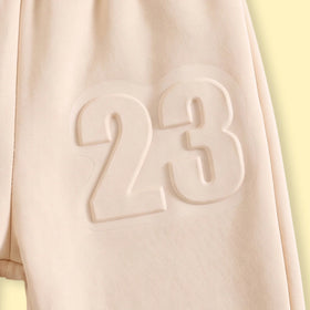 Boys Beige Embossed 23 Hooded Sweatshirt With Jogger Sets 2 pc. Sets