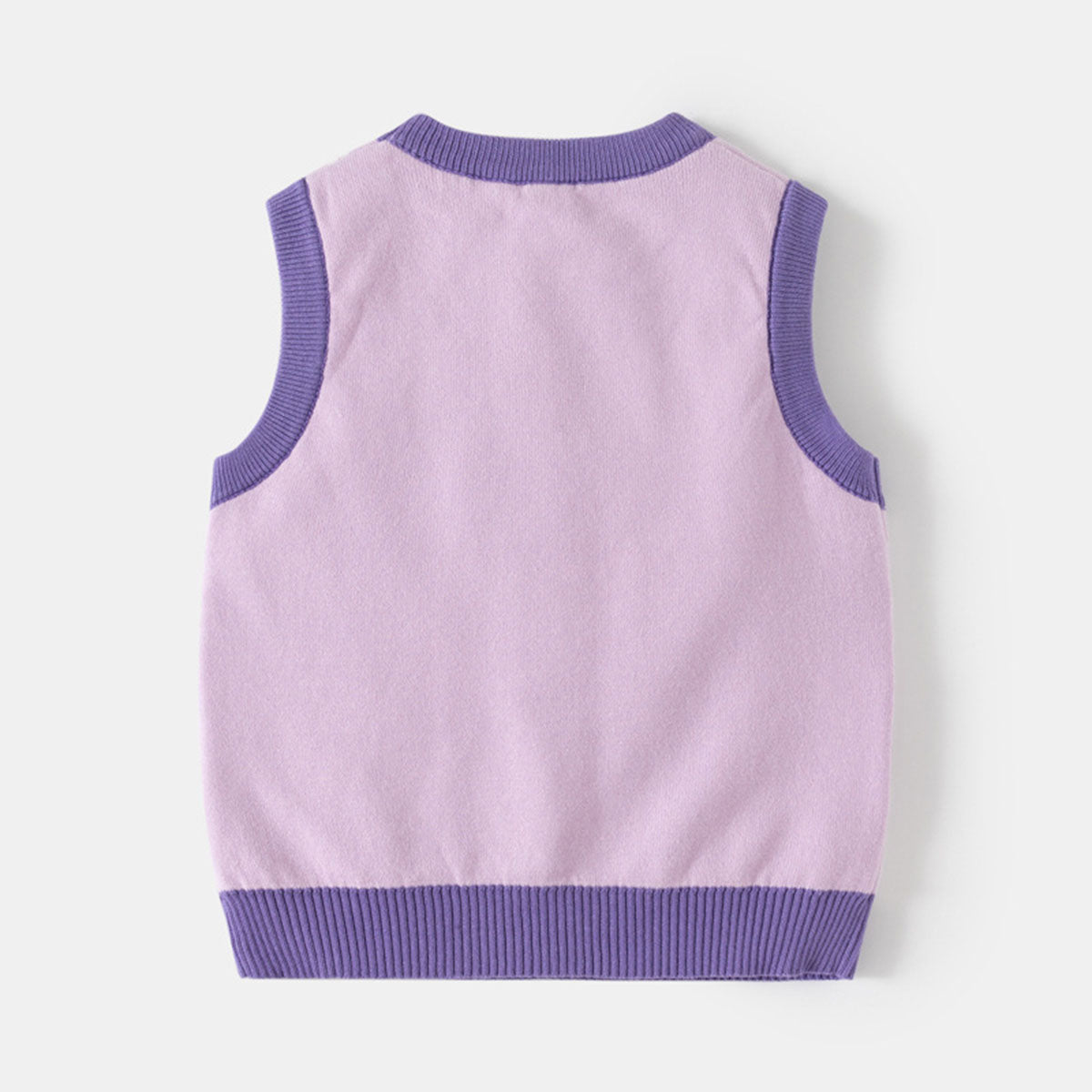 Girls Purple Self-Design Jacquard Sweater Vest Sweaters & Cardigans