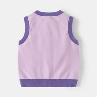 Girls Purple Self-Design Jacquard Sweater Vest Sweaters & Cardigans