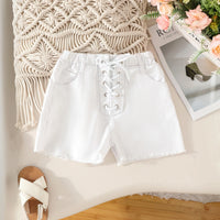 Girls Black Flower Applique Sleeveless Crop Top With Shorts Set Sets