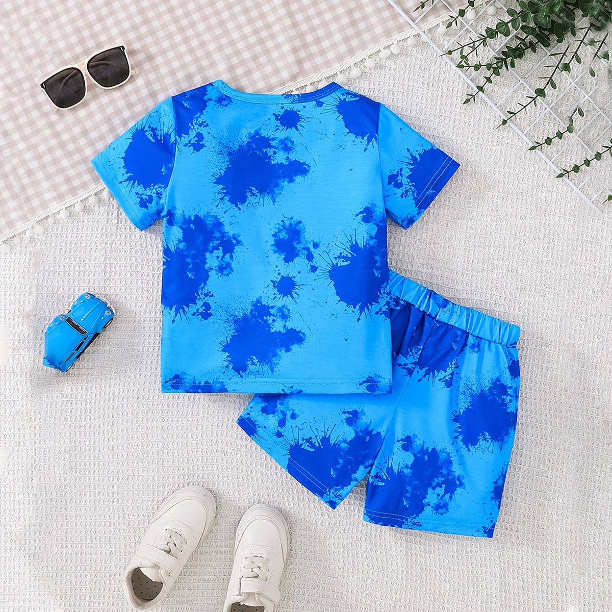 Boys Blue Short Sleeve Graphics T-Shirt With Elasticated Shorts Set 2 pc. Sets