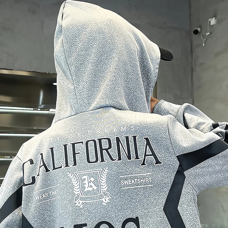 Boys Grey Typographic Printed Hooded Sweatshirt With Jogger Sets Sets
