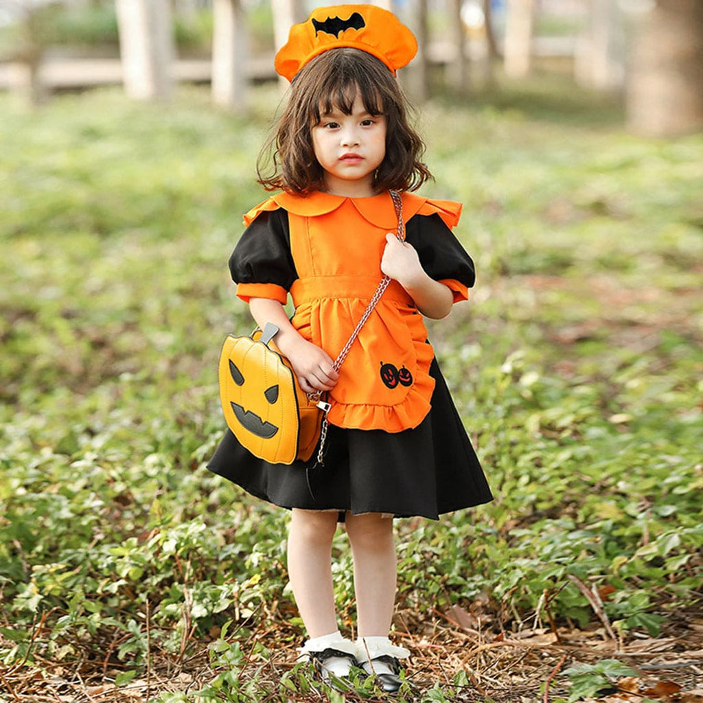 Girls Pumpkin Inspired Halloween Dress