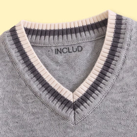 Boys Grey Jacquard V-Neck Sweater Vest Sweaters & Cardigans