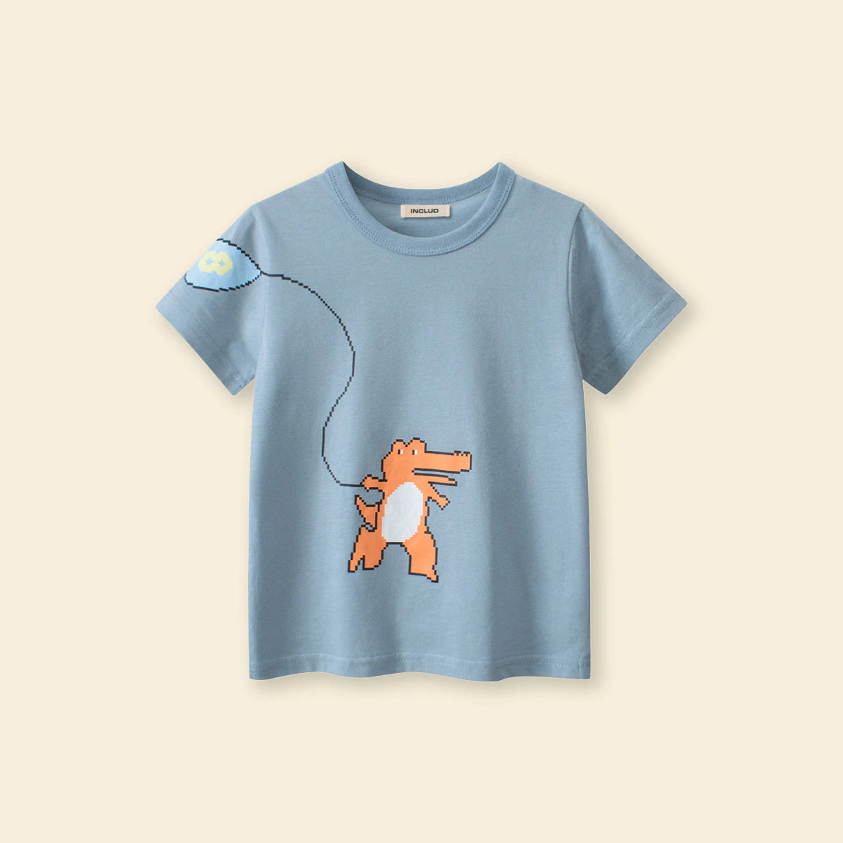 Boys Grey Cartoon Printed Short Sleeves T-Shirt Tshirts