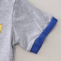 Boys Light Grey Graphic Printed Short Sleeve T-Shirt With Denim Shorts Sets 2 pc. Sets