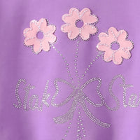 Girls Purple Embellished Sweatshirt & Pants Sets Sets