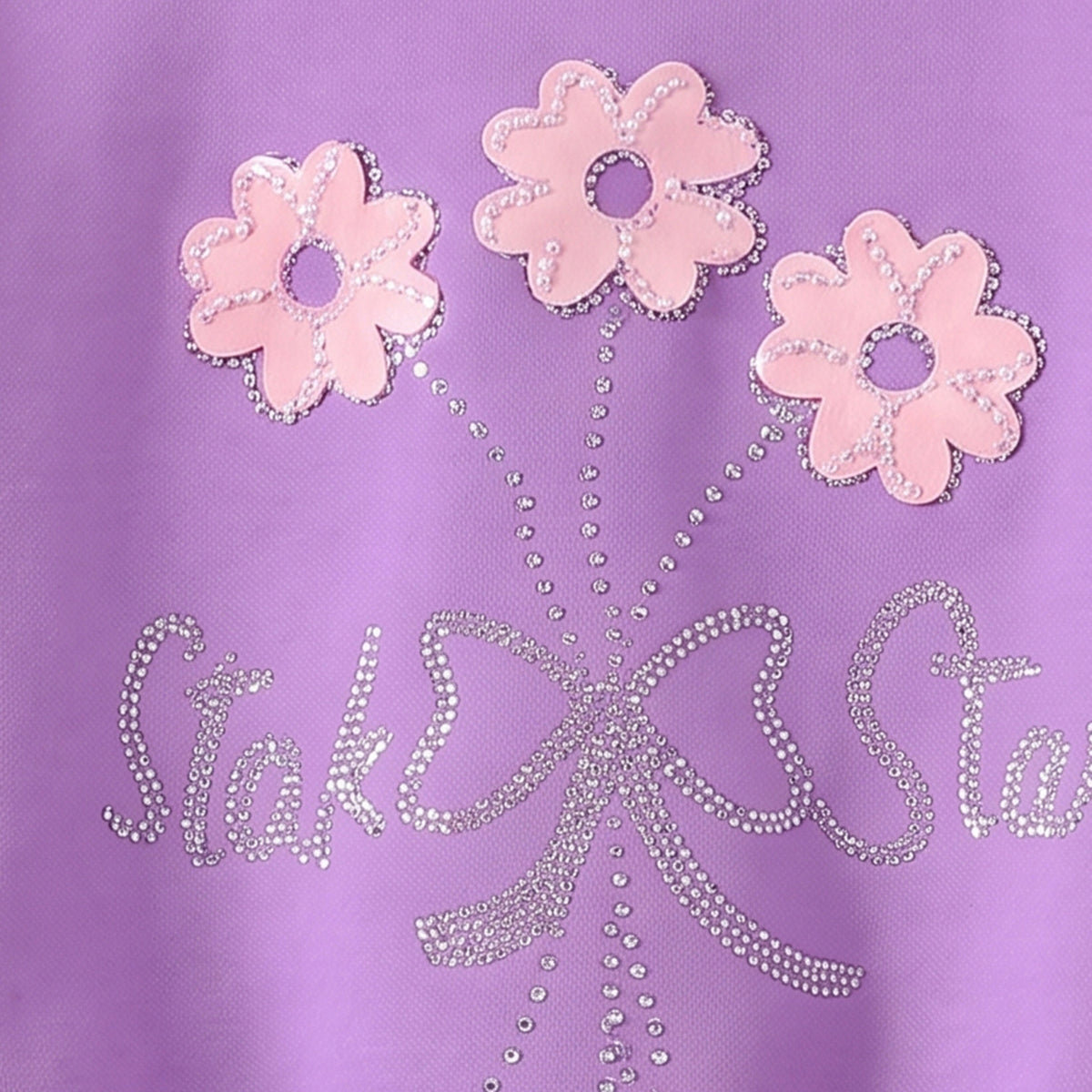 Girls Purple Embellished Sweatshirt & Pants Sets Sets