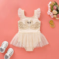 Girls Off-White Swan Printed Round Neck Fit & Flare Dress Casual Dresses Off White 1-2 Y