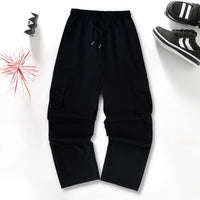 Girls Black Solid Straight Fit Cargo Trousers Cargo Pants Black 12-13 Y