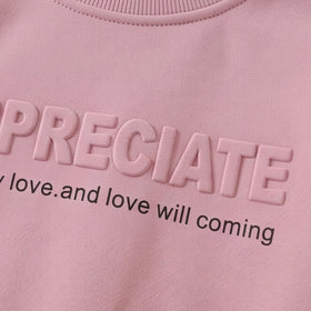 Girls Pink Typographic Sweatshirt & Pants Sets Sets