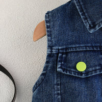 Girls Sleeveless Denim Jacket With Camisole Top And Green Pleated Skirt Set 3 pc. Sets