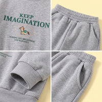 Boys Grey Typographic Sweatshirt & Jogger Sets Sets