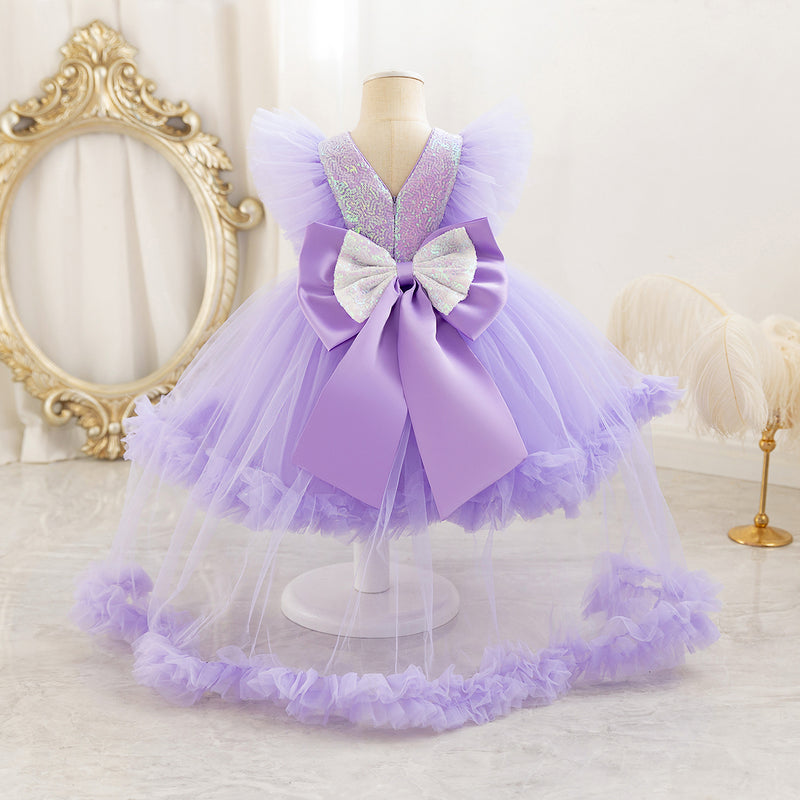 Girls Violet Flutter Tulle Mullet Dress Party Dresses