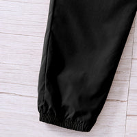 Boys Black Solid Elasticated Bottom Cargo Trouser Cargo Pants