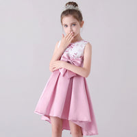 Girls Pink Embroidered Sleeveless High-Low Party Wear Dress Party Dresses