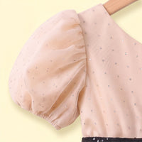 Girls Khaki Embellished One - Shoulder Flared Gown Party Dresses