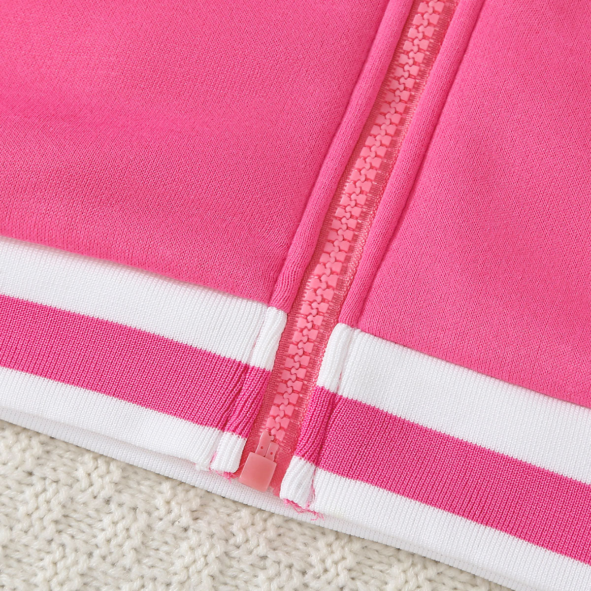Girls Pink Solid Varsity Winter Jacket Coats & Jackets