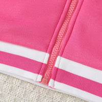 Girls Pink Solid Varsity Winter Jacket Coats & Jackets