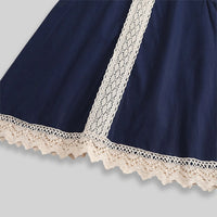 Girls Navy Blue Lace Detailed Peter Pan Collar A-Line Dress Casual Dresses