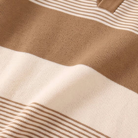 Boys Brown Striped Long Sleeve Polo T-Shirt With Pants Sets 2 pc. Sets