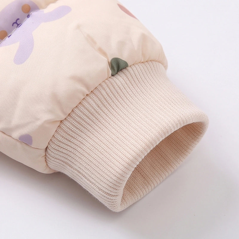 Girls Cream Heart Print Long Sleeve Quilted Jacket Coats & Jackets