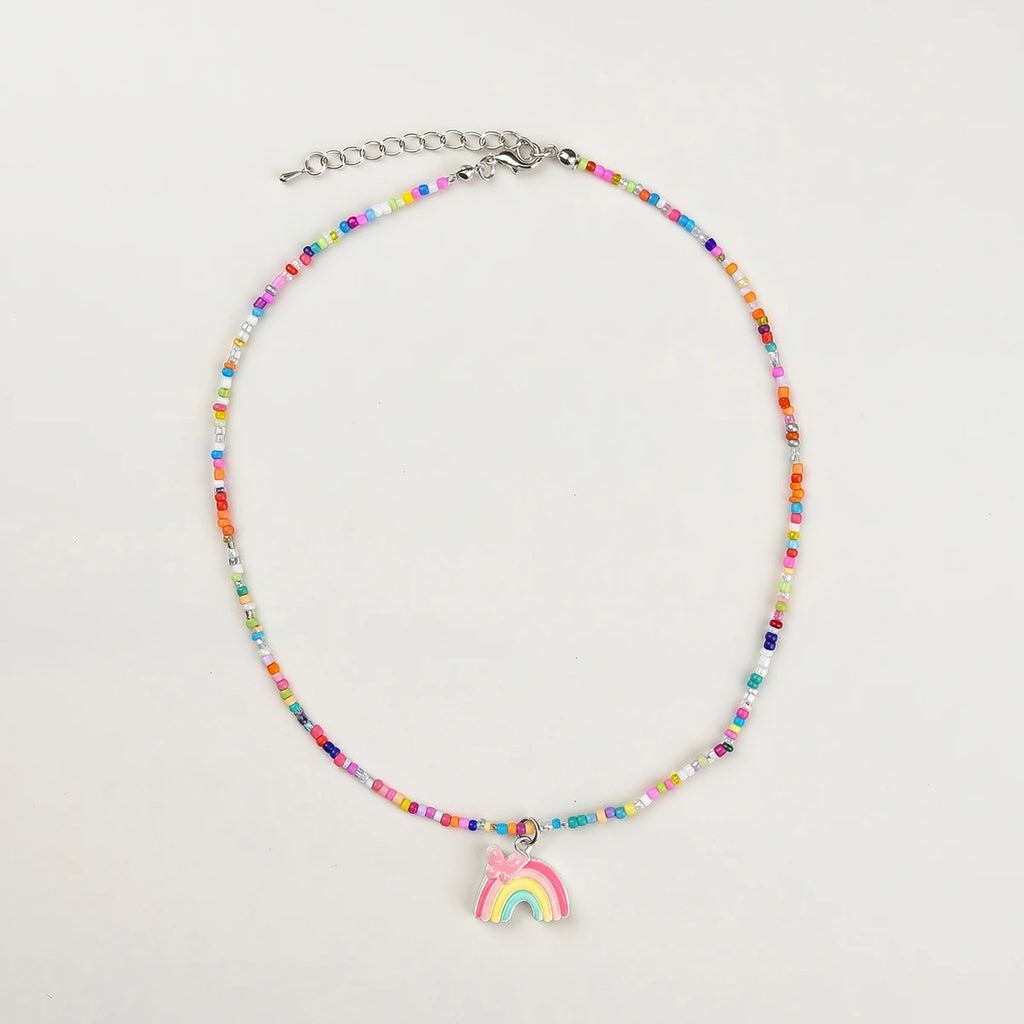 Pack Of 5 Girls Multicolour Charm Beaded Necklace Sets Necklace and Chains